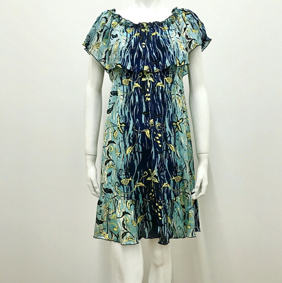 Anna Sui Printed Silk Dress With Ruffles - Picture 1 of 8